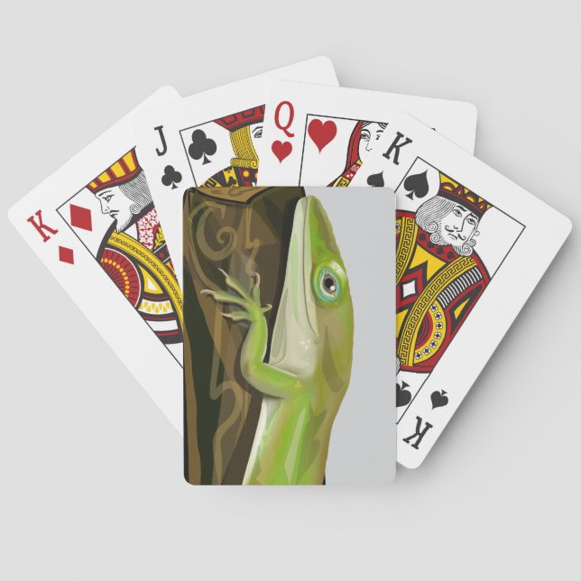 Grön anolisödla casinokort (Baksidan)