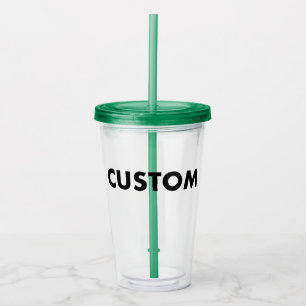 GRÖN Anpassad Akryl Tumbler med Lock och Sugrör Take Away Mugg
