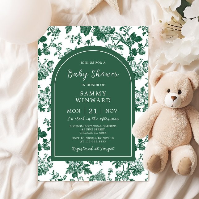 Grön Antik Chinoiserie Baby Shower-inbjudan Inbjudningar (Skapare uppladdad)