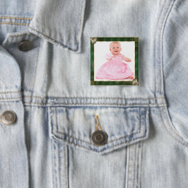Grön Antik Ram Anpassad Familjefoto Pinback Knapp