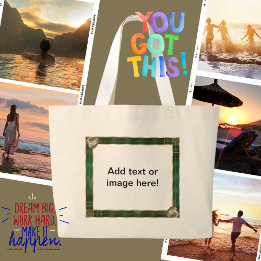 Grön Antik Ram Lägg Till Ditt Foto Citat Jumbo Tygkasse