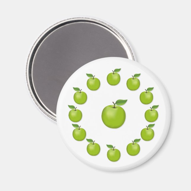 Grön äppelmagnet magnet (Front/Back)