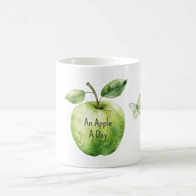Grön Äpple En Dag Fjäril Kaffemugg (Center)
