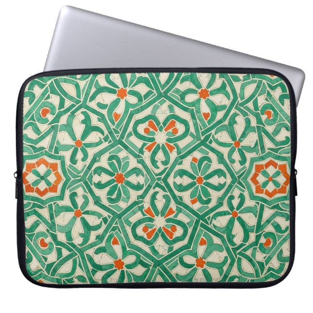 grön arabesk laptop fodral (Framsidan)