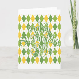 Grön Argyle - Glad St. Patricks dag Kort