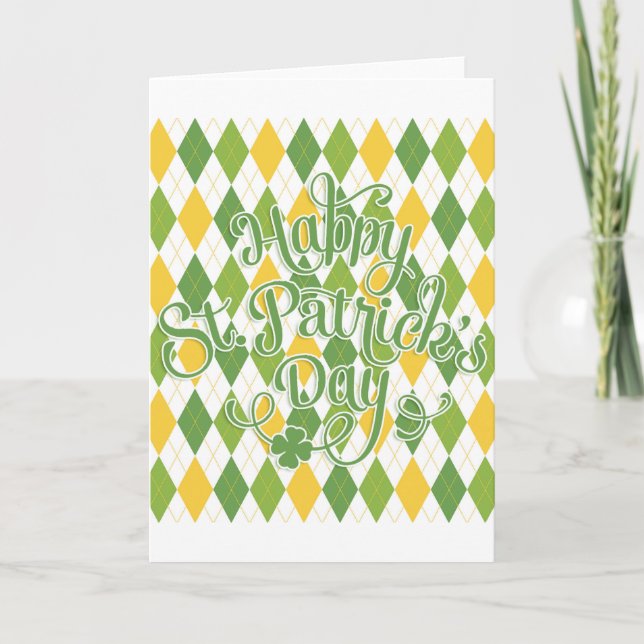 Grön Argyle - Glad St. Patrick's Day Kort (Framsida)