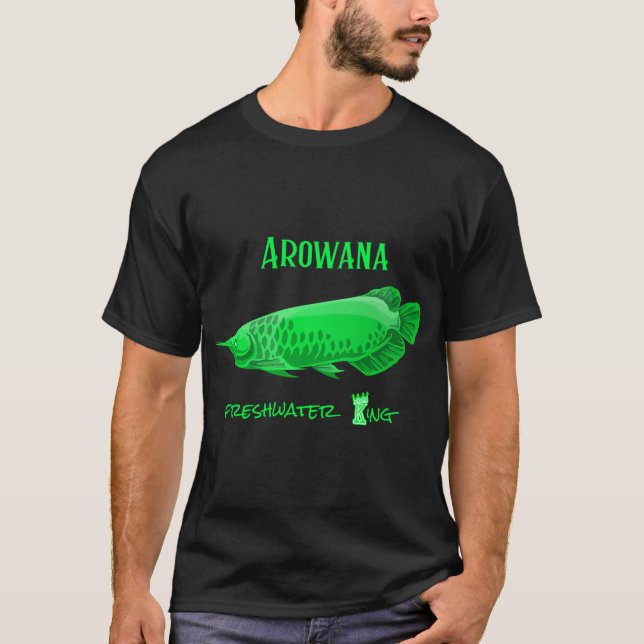 Grön Arowana Sötvattenkung T Shirt (Framsida)
