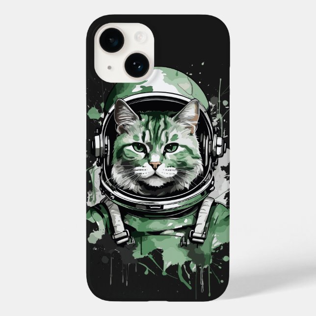 Grön Astronaut Katt Splash (Baksida)