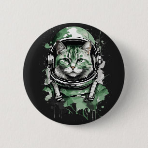 Grön Astronaut Katt Splash Knapp