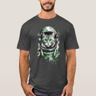 Grön Astronaut Katt Splash T Shirt