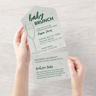 Grön Baby Brunch Inbjudan - Riv av för Böcker