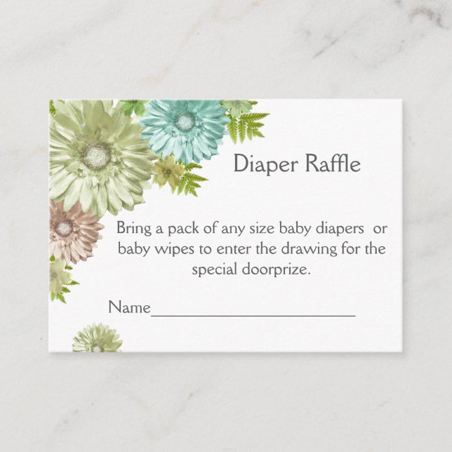 Grön Baby I Knopp Brunch Baby Shower Blöjlotteri Tilläggskort (Framsida)