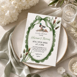 Grön baby shower med Mysigand Inbjudningar