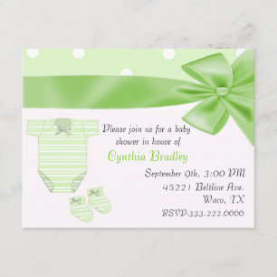 Grön baby showerinbjudan inbjudningar