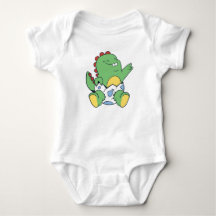 Grön Babydinosaurie Kläcks ur Ägg