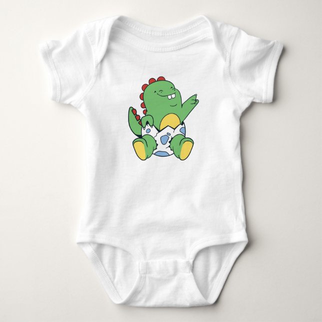 Grön Babydinosaurie Kläcks ur Ägg T Shirt (Framsida)