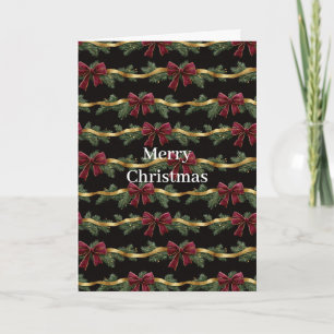 Grön Båge Röd Guld Ornament Jul Kort