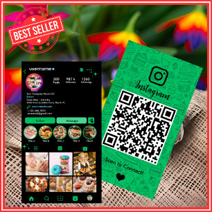 Grön Bakery Instagram Chef QR-kod Visitkort