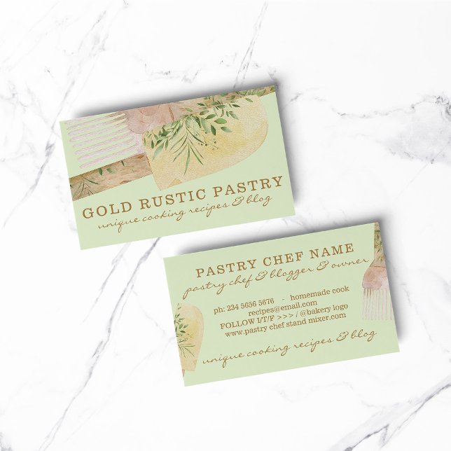 Grön bakformspatel för konditorer visitkort (BAKERY PASTRY CHEF COOK CAKE event planner business)