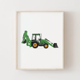 Grön bakre lastmaskin konstruktion fordon dekorati poster