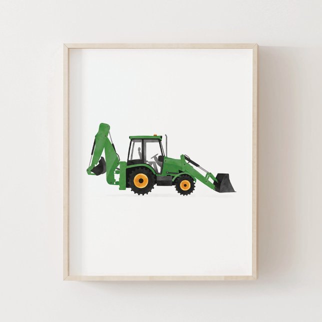 Grön bakre lastmaskin konstruktion fordon dekorati poster (Skapare uppladdad)