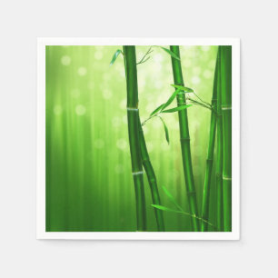 Grön bambu med blekt Bokeh ljus i baksidaen Pappersservett