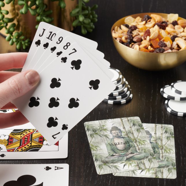 Grön Bambu Serenitets Buddha Casinokort (På plats)