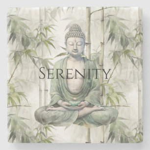 Grön Bambu Serenitets Buddha Stenunderlägg