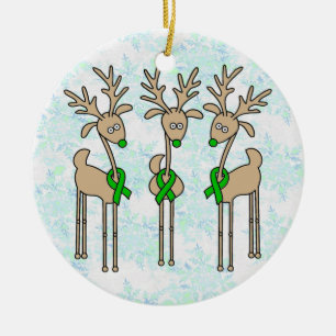 Grön bandren (levercancer) julgransprydnad keramik