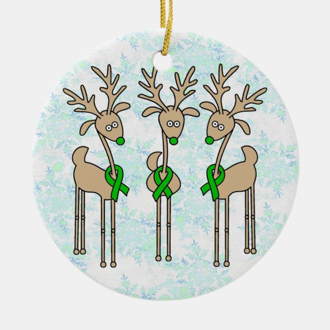 Grön bandren (levercancer) julgransprydnad keramik (Framsidan)