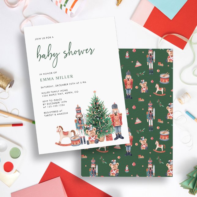 Grön Barnvakt-Baby Shower Inbjudningar (Green Holiday Baby Shower Invitation
)