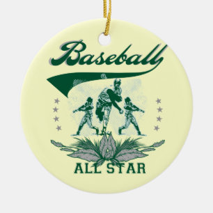 Grön baseball alla stjärnaT-tröja och gåvor Julgransprydnad Keramik