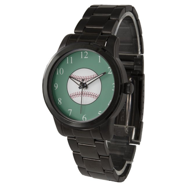 Grön basebollklocka present armbandsur (Vinklad)