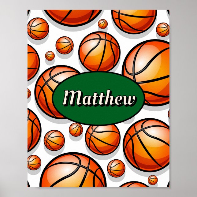 Grön basketmönster namn  poster (Framsidan)