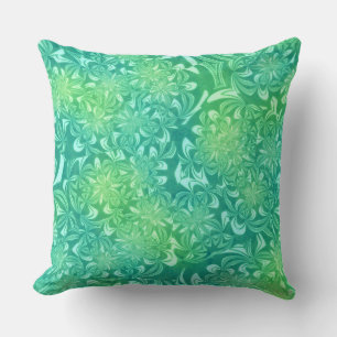 grön batik blommor kudde
