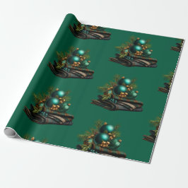 Grön Bauble-ornament julinslagspapper Presentpapper