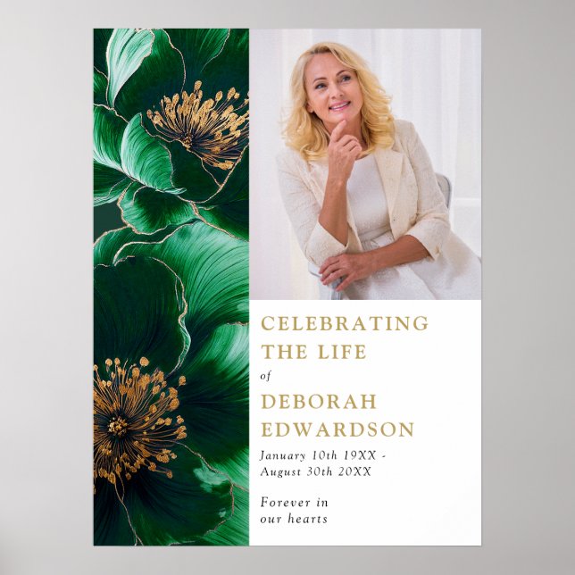 Grön begravningsfirande Livsbildskylt Poster (Framsidan)