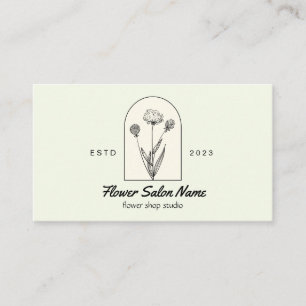 Grön Beige Elegant Maskrosblomma Blomsterhandlare Visitkort