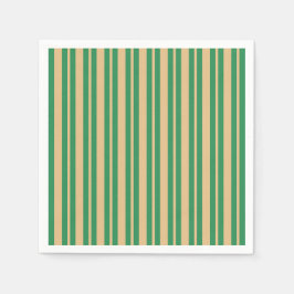 Grön Beige Randig Julfest Papper Pappersservett