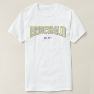Grön + Beige Randig Lila Brudtärna T Shirt