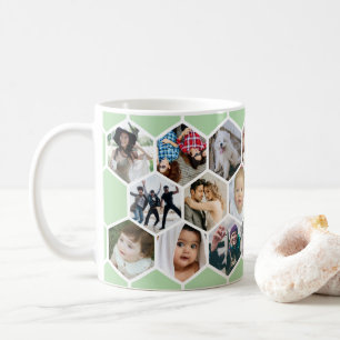Grön bikakemönster fotokollage 20 bilder kaffemugg