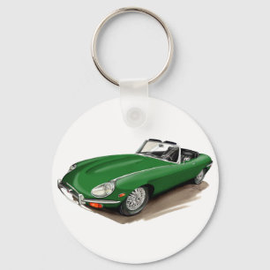 Grön bil för jaguar XKE Nyckelring