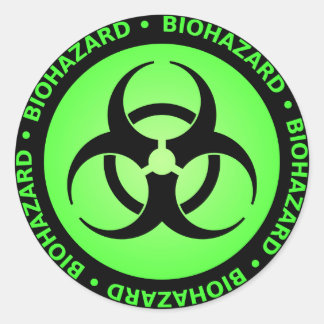 Grön Biohazardsymbolklistermärke Runt Klistermärke
