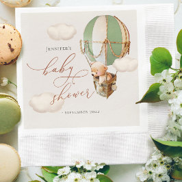 Grön Björn Ballong Baby Shower Könsneutral Pappersservett