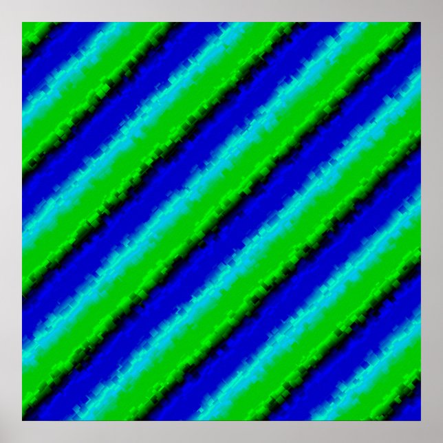 Grön Blå abstrakt 3D regnbågsmönster Poster (Framsidan)