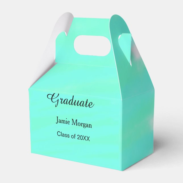 Grön blå akvarell examen lägg till namn år  presentaskar (Framsidan Sidan)