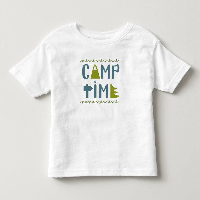 Grön Blå Campingtids Natur T-Shirt (Framsida)