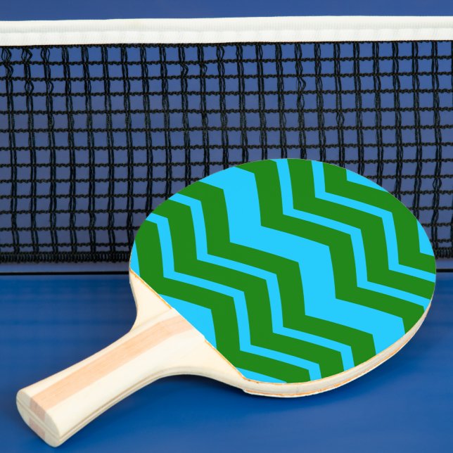 Grön Blå Chevron Sicksack Design  Pingisracket (Insitu)