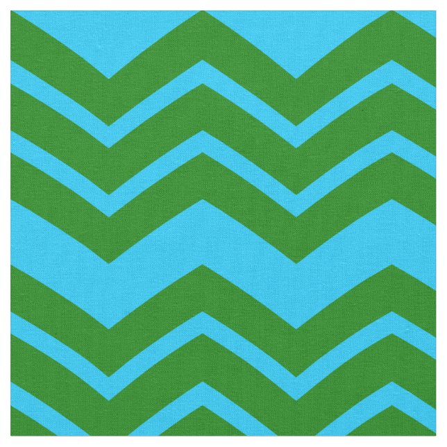 Grön Blå Chevron Sicksack Design  Tyg (Närbild)