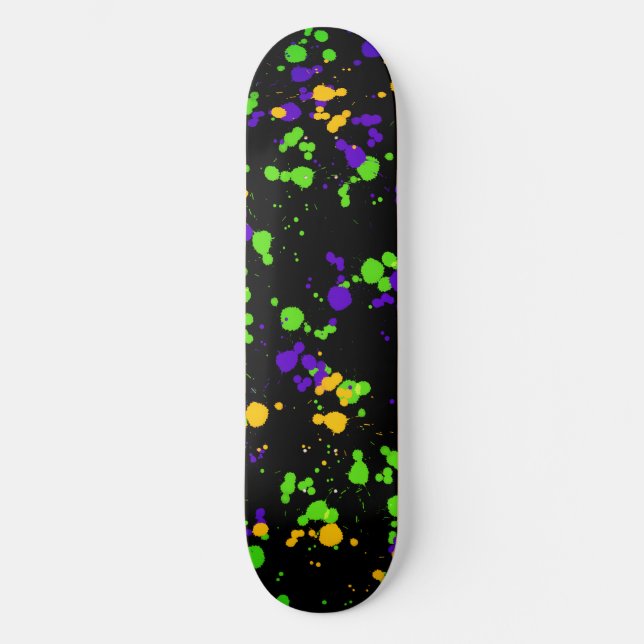 Grön Blå Gul Färgfläck Designmönster Mini Skateboard Bräda 18,5 Cm (Framsida)